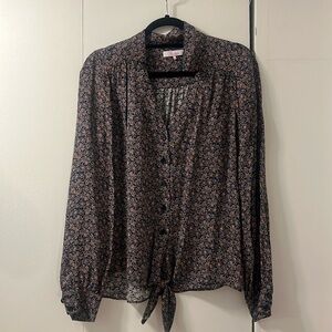 Parker Silk Tie Up Floral Blouse